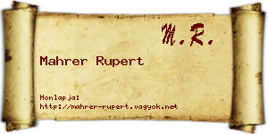 Mahrer Rupert névjegykártya